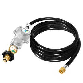 JEASOM 10 FT Two Stage Propane Regulator with Hose and Gauge, Standard POL Connection to 20-100 lb Propane Tanks, 3/8in Female Flare Fitting for Grill, Heaters, Gas Generator