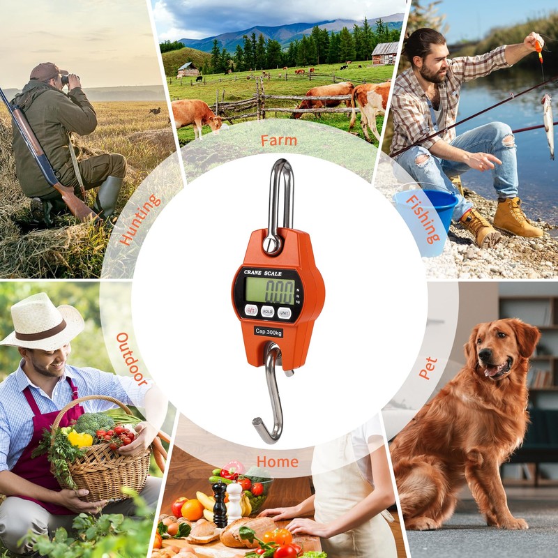 Outmate 660lb/300kg Digital Crane Scale - Compact LCD Handheld Hanging