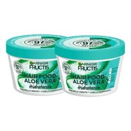 Kit Garnier Fructis Hair Food Aloe 2 pack de mascarilla Hidratación, Ideal Para Pelo Deshidratado, Crema Para Peinar.