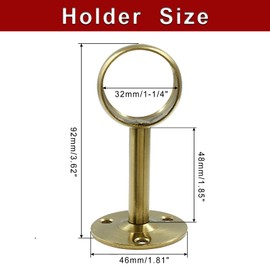 Biaungdo 1-1/4 Inch Curtain Rod Ceiling-Mount Bracket, Stainless Steel Ceiling Curtain Rod Brackets Flange Rod Holder Shower Curtain Closet Rod Holder with Anchor Screw Kit, 4Pcs - Gold