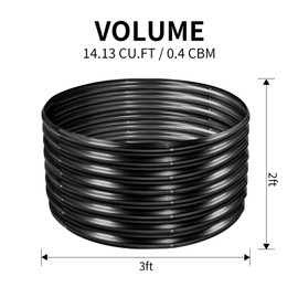 Land Guard 3×3×2ft Galvanized Raised Garden Bed Kit, Round Galvanized Planter Raised Garden Boxes Outdoor, Large Metal Raised Garden Beds for Vegetables, Grey