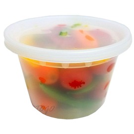 PCM 16 oz. Heavy Duty Round Deli Food Soup Plastic Container w/Lid 100% BPA Free (Pack of 6 Sets)
