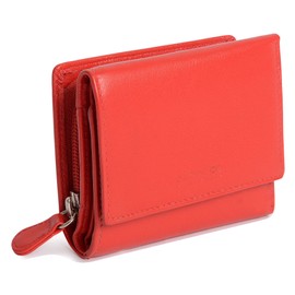 Saddler Womens Genuine Leather Compact Purse Credit Card Wallet - Red