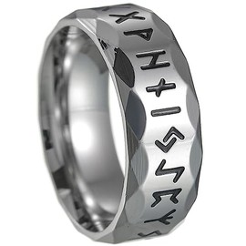 Jude Jewelers 8mm Stainless Steel Norse Viking Raven Runes Band Style Biker Cocktail Party Ring (Silver, 7)