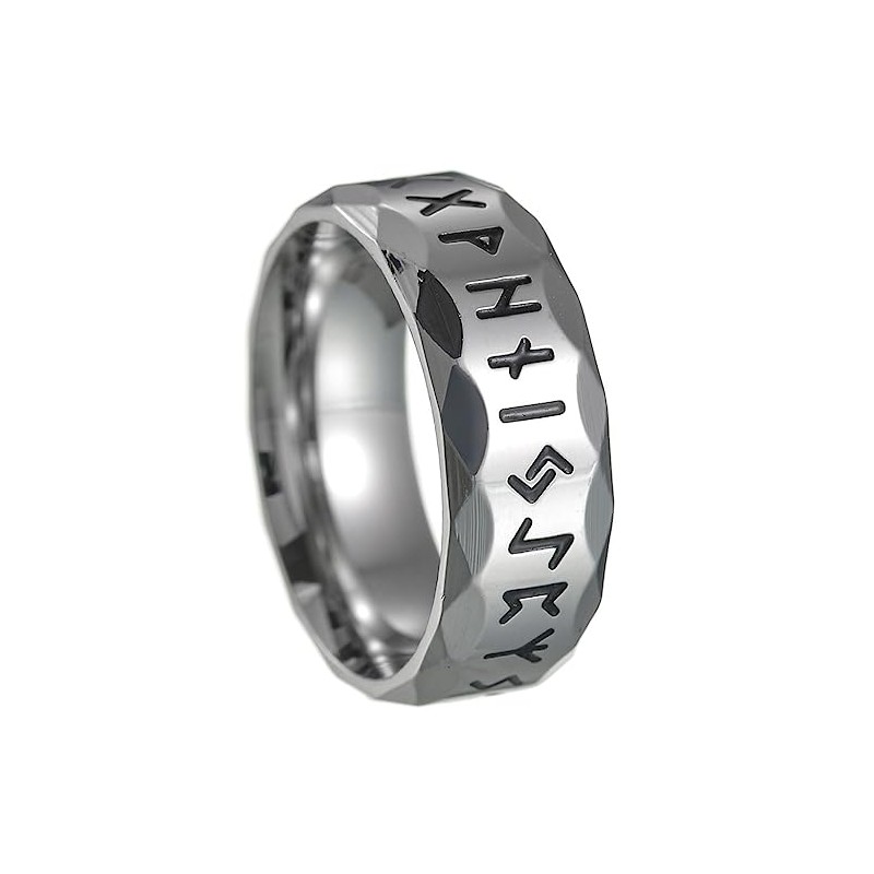 Jude Jewelers 8mm Stainless Steel Norse Viking Raven Runes Band