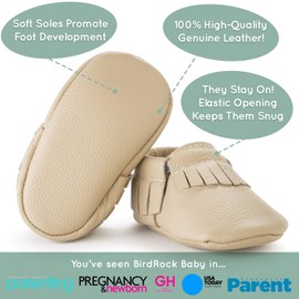 BirdRock Baby Moccasins - 30+ Styles for Boys & Girls! Every Pair Feeds a Child (US 5.5, Latte)