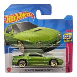 Hot Wheels '89 Mazda Savanna RX-7 FC3S, Metallic Green, Die-Cast Model Car, 1:64 Scale