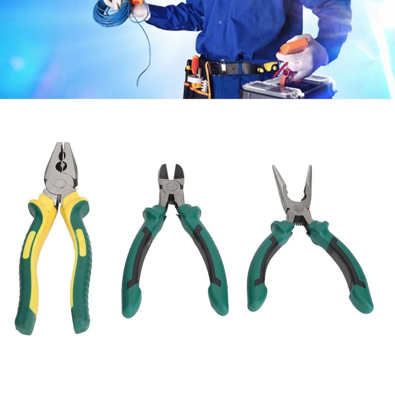 3PCS Plier Set 6 Inch Diagonal Cutting Needle Nose 8