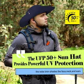 Oversize XL XXL Men's Sun Hats Large Wide Brim Waterproof UPF 50+ Bucket Hat Summer Travel Fishing Hiking Fisherman Hat with Detachable Strap,Navy Blue