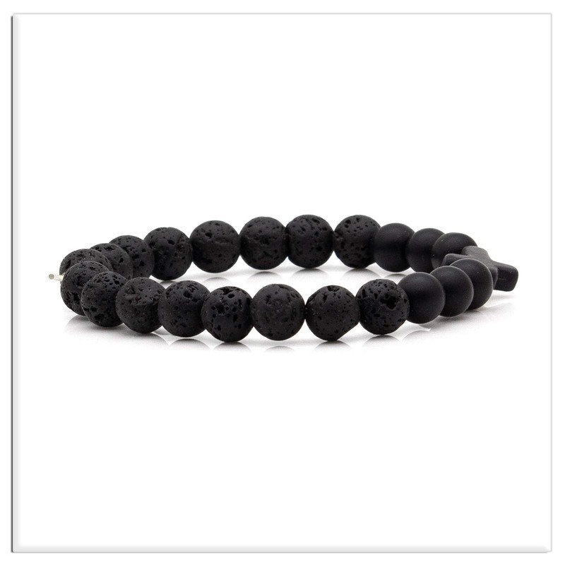 Xusamss Cross Bead Bracelet 8MM Lava Rock Turquoise Tiger Eye