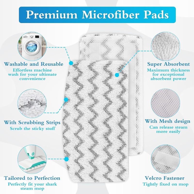 8 Pack Steam Mop Pads Replacement fits Shark Steam Mop