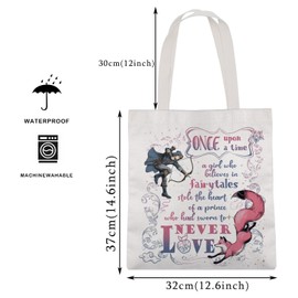 MAOFAED Fantasy Book Lover Gift, Once Upon A Time, Canvas Tote Bag For Book Lover, Reading Gift, Bookish Merchandise (never loveCA)