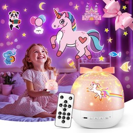 【GIFTS PACKAGE】Unicorn Gifts for Girls NightLight 15 Films+10 Music Soothing Sounds Machine Baby Night Light Projector, LED Star Lights for Ceiling Decor, Kawaii Unicorns Noise Machine for Girls Gifts