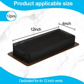 LOSYHU 12 Pack Floor Register Cover Trap 4 X 12 Inch Vent Screen Net Black Air Vent Mesh Nets Home Floor Net Trap Floor Vent Mesh Filters Keeps Bugs, Coins, Pet Hair, Food Out