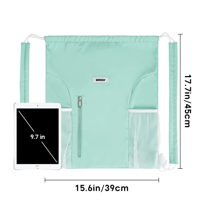 WANDF Drawstring Backpack with Shoulder Pad Sports Gym Backpack with