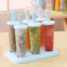 DEARMAMY 6pcs Homemade Popsicle Molds Plastic Ice Pop Maker Ice Cream Molds for Homemade Ice Cream Gelato and Treats