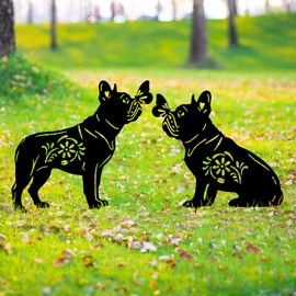 GDNSFIT Bulldog Dog Metal Decor for Outside,Garden Stakes Decorative Dog Gifts for Women/Men,Black Dog Silhouette Statues for Yard Ornaments,Lawn, Patio, Pathway,Outdoor Garden Decor