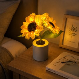 Sunflower LED Night Light with Rechargeable Design – Decorative Flower Table Lamp for Bedroom, Desk and Home Decor