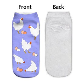 Benefeet Sox Womens Chicken Socks Hens Funny Crazy Ankle Socks Easter Socks Girls Cute Silly 3D Printed Novelty Pattern Low Cut Liner Socks Chicken Stuff, 6 Pairs-Chicken Hens Rooster Farm