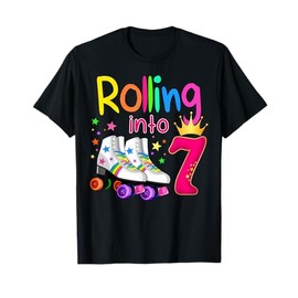 Rolling Into 7 Roller Skater 7th Birthday 7 years old B-day T-Shirt