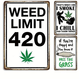 1pc Weed Limit 420 Sign, I Smoke Weed I Chill, Vintage Stoner Room Decor Metal Tin Sign (8 ''x 12''), Street Sign, Man Cave Decor, Vintage Rustic Retro Street Sign, Room Decor, 420 Accessories, Bedroom Wall Decor, Home Decor, Bar Decor, 420 Friendly Gift