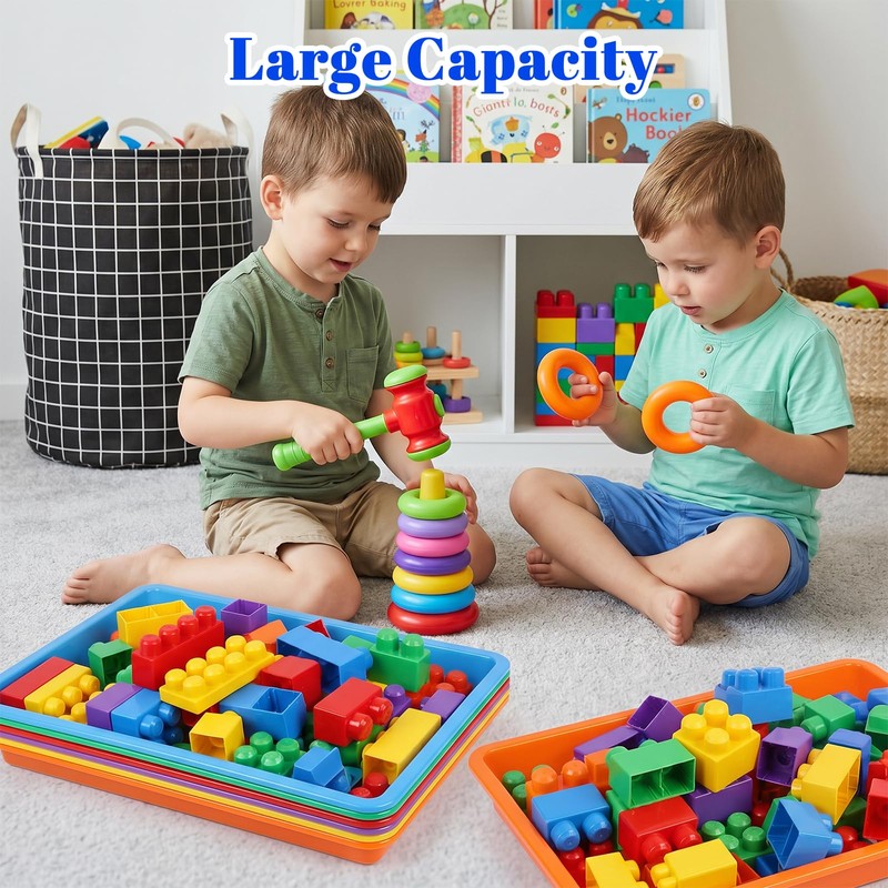 Sibba 6 Pack Multicolor Plastic Art Trays Colorful Activity Crafts