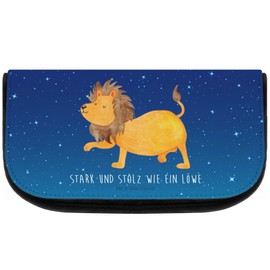 Mr. & Mrs. Panda Cosmetic Bag Zodiac Sign Lion, blue, Hand Drawn