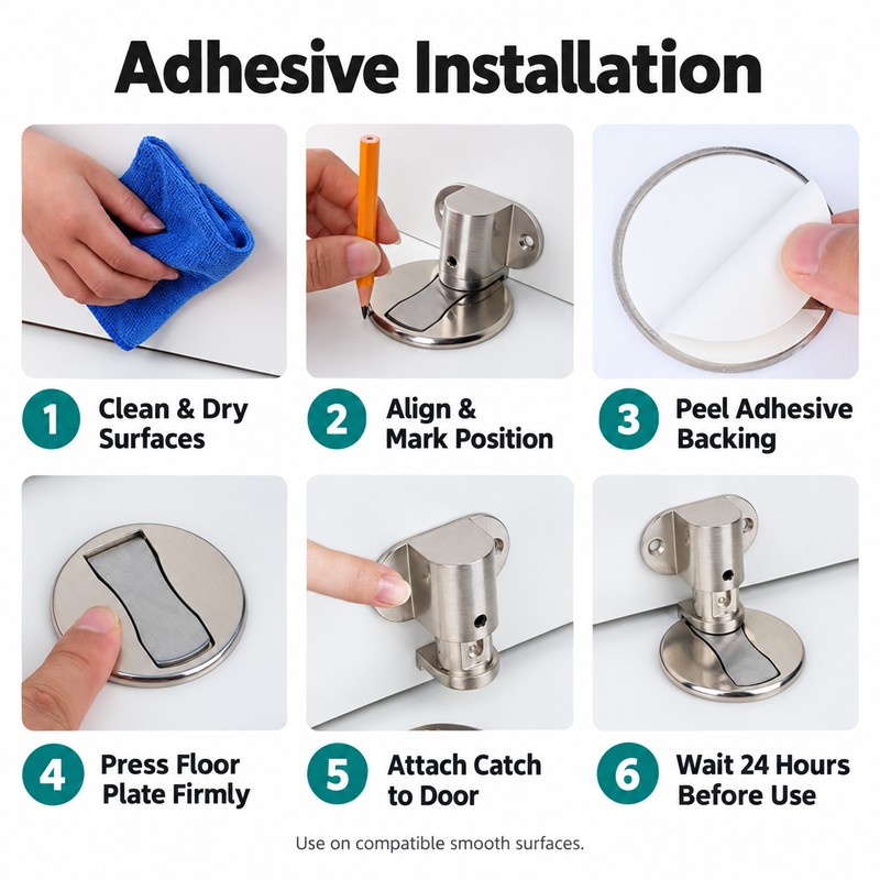 Adjustable Magnetic Door Stopper for Home & Bathroom – Stainless