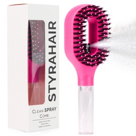 Hair Brush with Water Spray, Melous 2 in1 Hairbrush Mister Detangling Brush with Built-in Fine Mist, Portable Hair Styling Tool for Smooth, Frizz-Free Hair for Women & Girls,Dark Pink