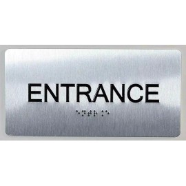 BUILDINGSIGNS.COM Entrance Sign Silver-Tactile Touch Braille Sign( Brush Silver,4x8)...