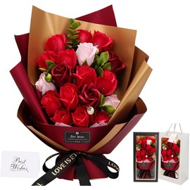 Soap Flower Bouquet, Mother's Day Gift, Birthday Gift, Soap Flower, Rose, Gradient, Bouquet, Artificial Rose, Present, Popular Gift for Women, Wedding Anniversary, Father's Day, Respect for the Aged