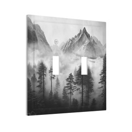 Wpshijia Misty Forest Mountain Woodland National Park 2 Gang Light Switch Plate Cover Double Toggle Wall Plate Decorative Switchplate Electrical Faceplate for Livingroom Bedroom Bathroom Decor