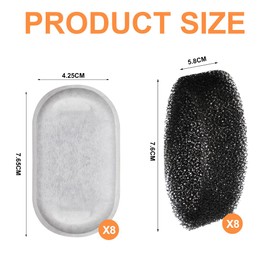 16 Pcs Cat Water Fountain Filters 8 Pcs Activated Carbon Filters with 8 Pcs Foam Filters Pet Water Fountains Filter Replacement