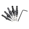 Bephee 5Pcs Quick Change HSS Wood Countersink Drill Set 1/4"Hex