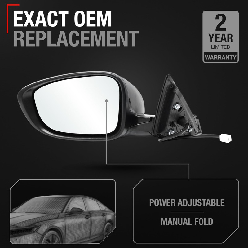 Driver Side Mirror Replacement - Compatible with 2018-2022 Honda Accord