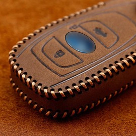 ontto Cowhide Leather Car Key Case Cover for Subaru Legacy Impreza WRX XV BRZ Forester Levorg Trezia Key Case with Key Fob Key Protection Case Remote Control 3 Tasti, blue