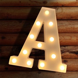Letras con luces LED iluminadas para luz nocturna -AJR - letras del alfabeto para decoración de pared, letras iluminadas para boda/fiesta de cumpleaños, decoración de Navidad, funciona con pilas (A)