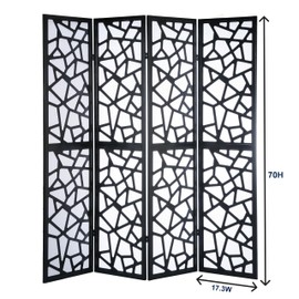 NicBex Room Divider 4 Panel Room Dividers with Paper-Looking Partition Room Dividers and Folding Privacy Screens Wall Divider for Home, Office, Room Separation,70" W x 1" D x 70" H, Black