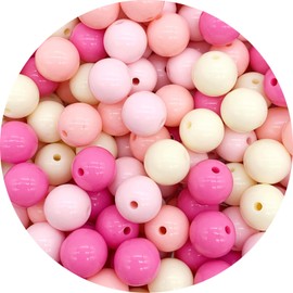 500 abalorio redondas de acrílico de colores mixtos de 8 mm, abalorio de goma de mascar de plástico surtidas, con agujero, abalorio sueltas pastel a granel para joyas, manualidades, suministros de manualidades (serie rosa)
