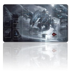 Board Game TCG Play Mats + Waterproof Bag + with Card Zones, YGO Card Game Table Mat Size 60 x 35 cm Compatible with Trading Card Game Mat (YGO-25 with Zone)