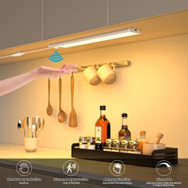 Under-Unit Light Kitchen LED, 30 cm x 3 Pieces LED Cabinet Lighting with Hand Sweep Sensor, LED Under-Unit Light with Night Sensor, Warm White Kitchen Under-Unit Light with Plug for Shelves,