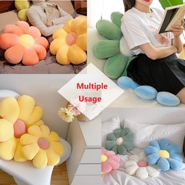 JIA JIE XUN Flower Pillow, Yellow Daisy Flower Shaped Throw Pillows, Floor Pillow Cushion, Flower Seating Cushion, Cute Decorative Pillows for Bedroom Sofa Chair (Large)