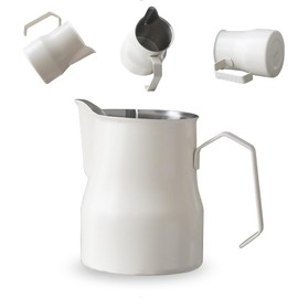 watchget Milk Frothing Pitcher 15oz/450ml Stainless Steel Frothing Pitcher Espresso Steaming Pitcher Milk Frother Cup Cappuccino Latte Art Coffee Machine Accessories Milk Jug, White