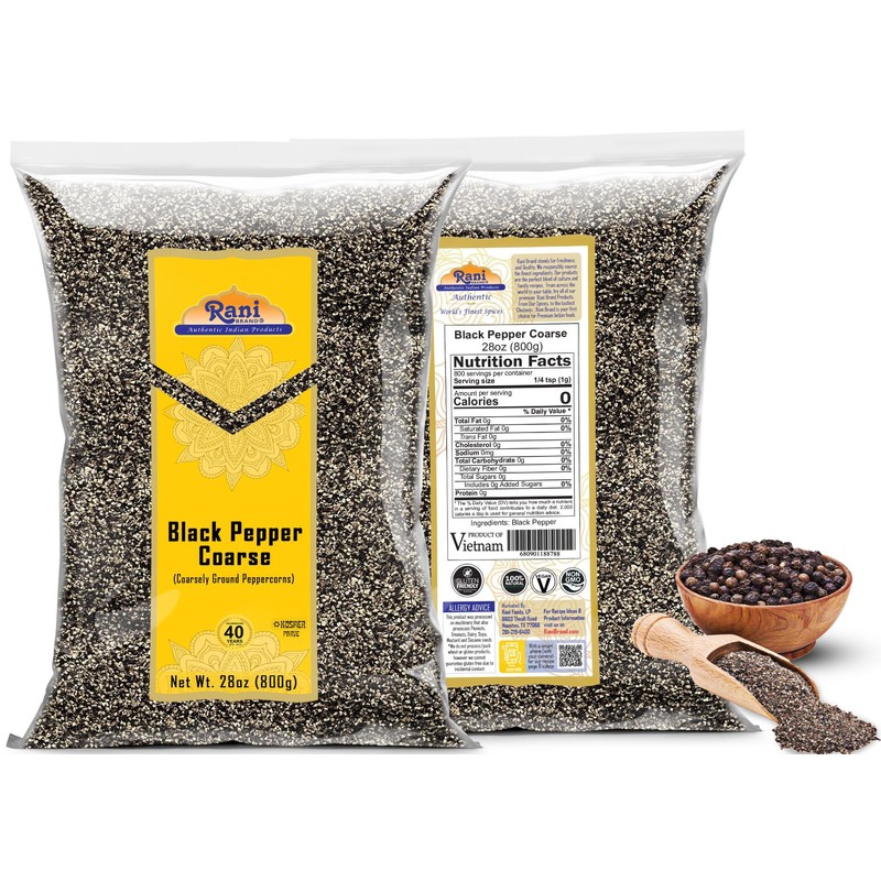 Rani Black Pepper Coarse Ground 28 Mesh (Table Grind) 28oz