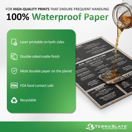 TerraSlate Premium Rain/Weather/Waterproof Paper, 10 MIL 8.5 x 11 Inches, Bright White, Durable Printer Paper (50 Sheets)