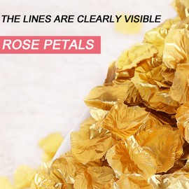 IXIGER Rose Petals,1000 Pcs Artificial Rose Petals,Gold Rose Petals,Artificial Silk Rose Petals Unscented Non-Woven Flower Petals for Wedding Propose Romantic Party Event Decoration(Gold)