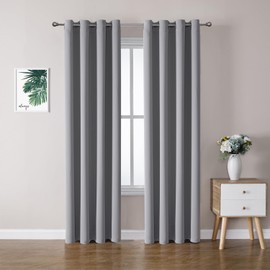 ChrisDowa Blackout Curtains 80 Inches Long 2 Panels Set for Living Room, Grommet Thermal Insulated Room Darkening Curtains for Bedroom (Light Grey, 52 x 80 Inch)