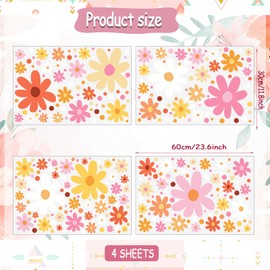 Glow in The Dark Big Daisy Wall Decals，Glowing Luminous Daisy Wall Stickers Colorful Removable self-Adhesive Flower Decals for Girls Bedroom Kids Baby Nursery Living Room Decoration