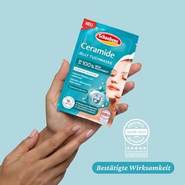 Schaebens Ceramide Jelly Tuchmaske - Barriere Booster für anspruchsvolle Haut, reduziert Fältchen, polstert auf und spendet bis zu 100% mehr Feuchtigkeit, mit Allantoin, Niacinamide und Meerwasser