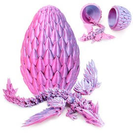 HTXJ-MF 3D Printed Dragon Eggs with Dragon Inside,Flexible Articulating Crystal Dragon, Collectible Dragon Figurine for Christmas Easter Gift (Dream Blue)